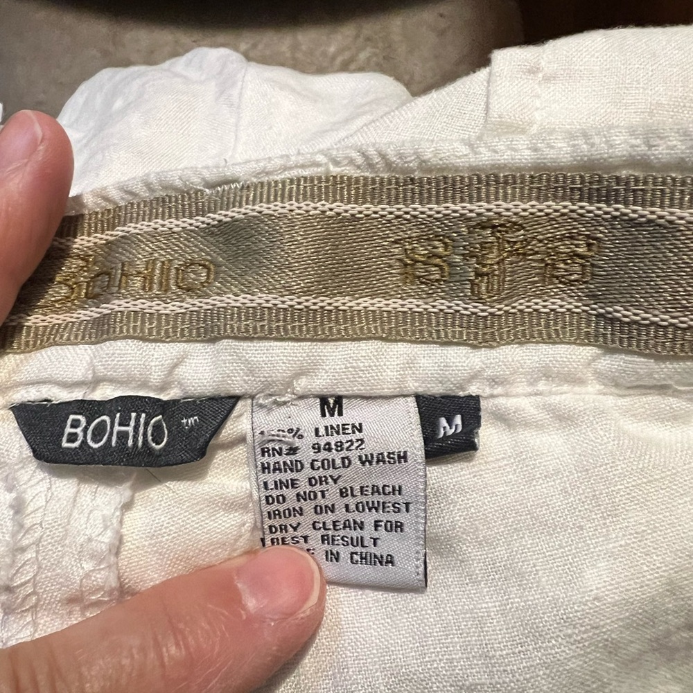 Bohio size M 💯 white linen. Pants with front patch pockets and back flap pockets - Picture 8 of 8